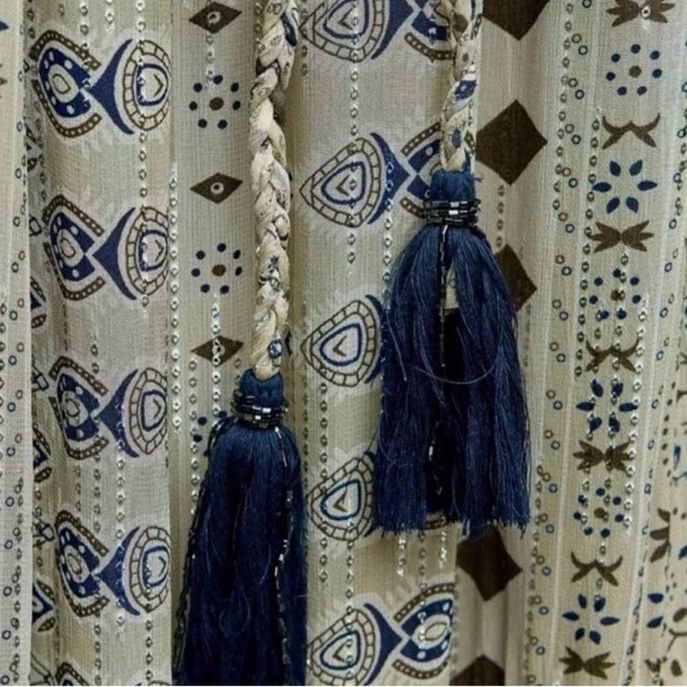 ZARA METALLIC THREAD LONG BOHO DRESS - Picture 6 of 6